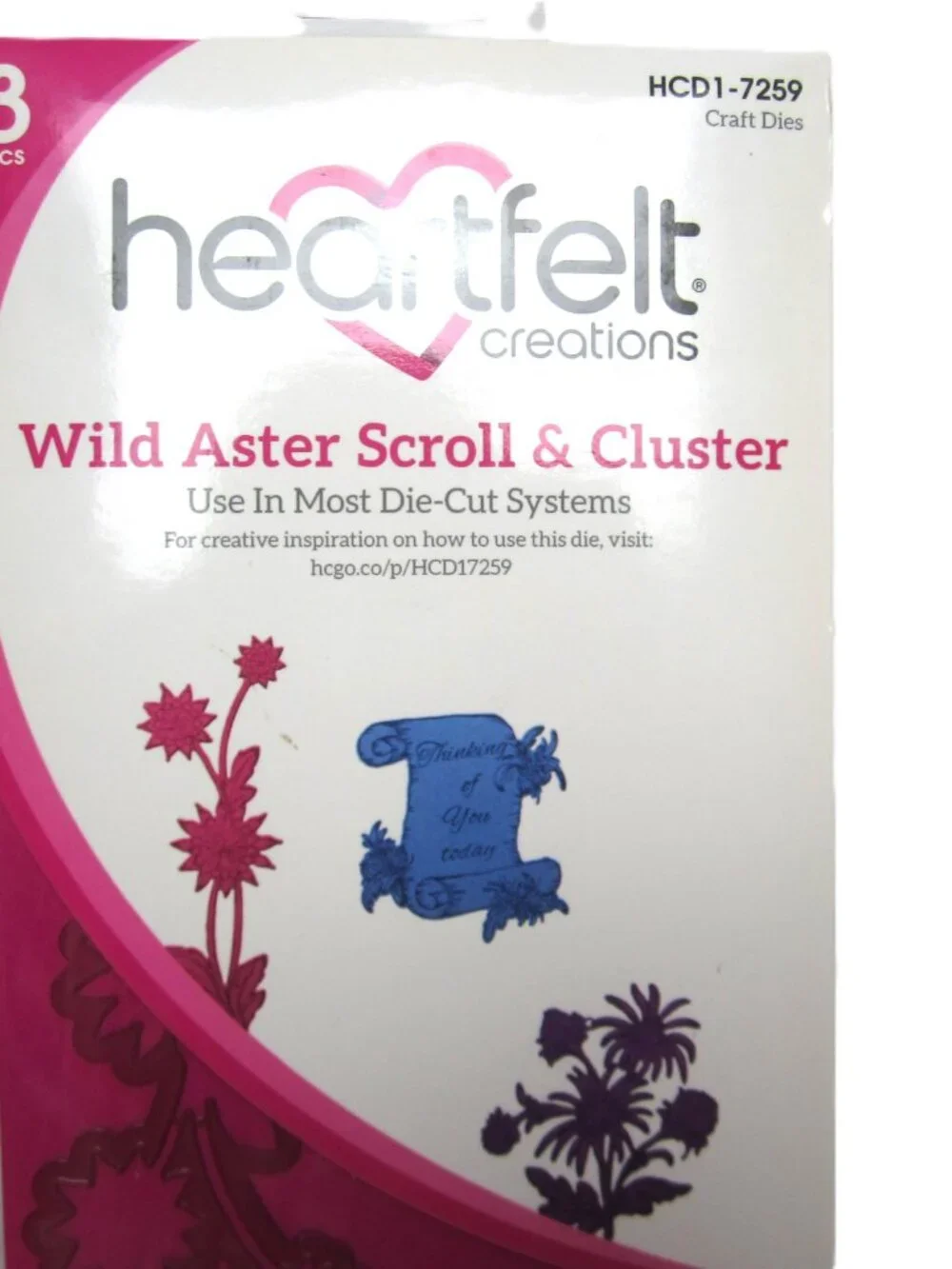 Heartfelt Creations Wild Aster Scroll & Cluster Cling Stamps & Craft Dies Floral